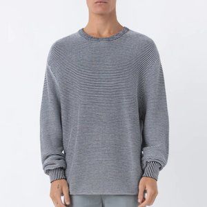 NWT Barney Cools Breton Crew Knit Black Slub Size Small